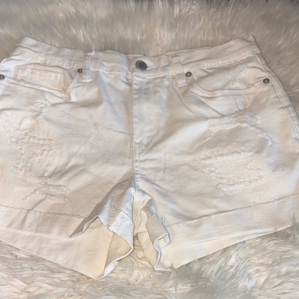 Blank NYC White Distressed Jean Shorts